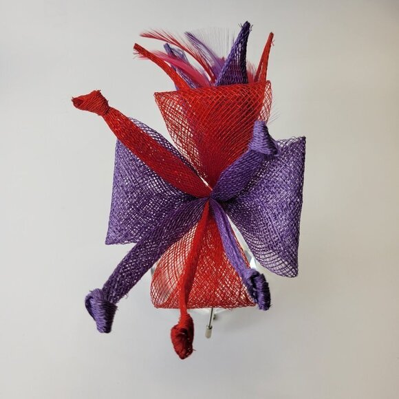 Purple and Red Fascinator Headband Red Headband Fascinator Headband - Picture 8 of 9